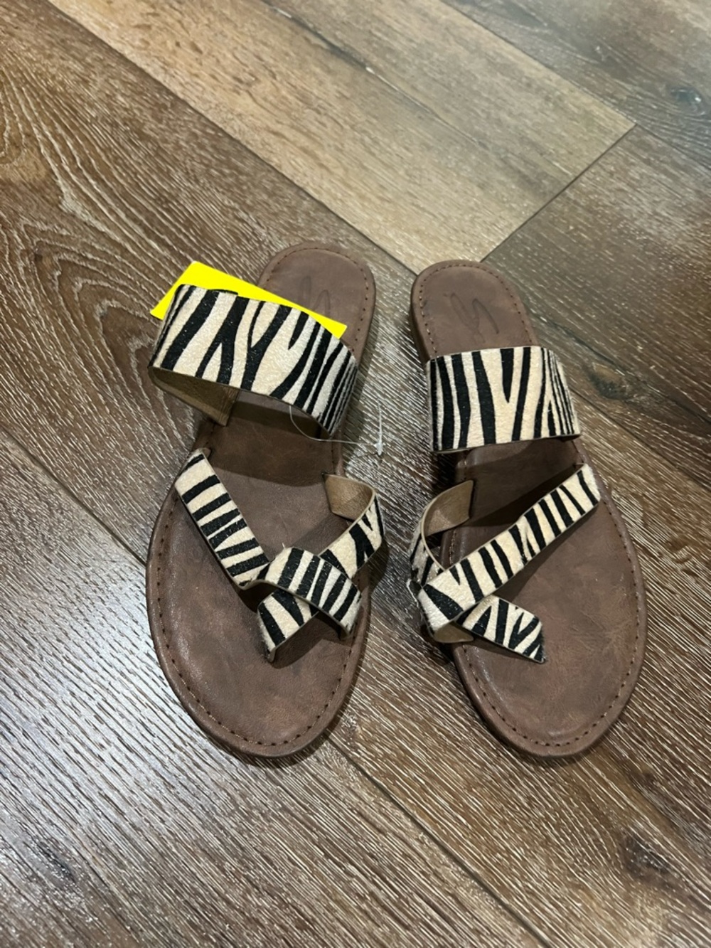 NWT seven7 Women’s Zebra Print Slide Sandals - Brown size 10
